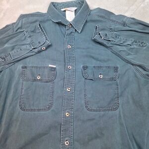 Carhartt Rugged Outdoor Wear Shirt Men XL Teal Blue Green Twill Workwear Utility